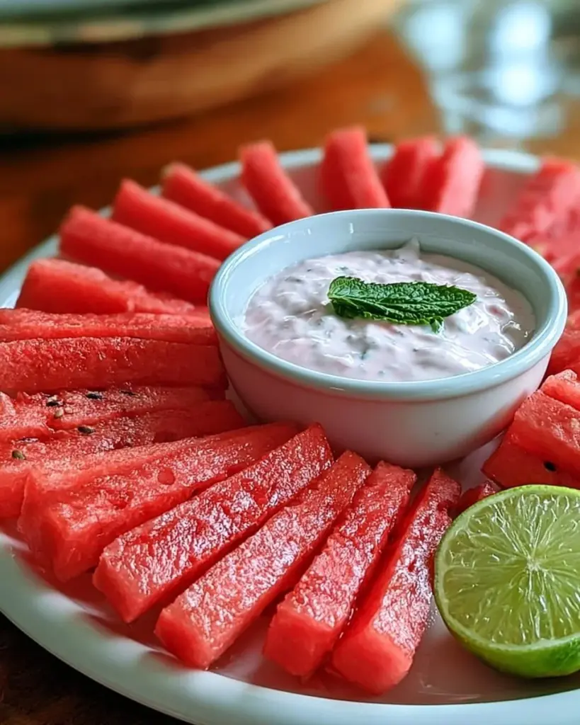 Leckere Wassermelonen-Pommes auf einem Teller serviert