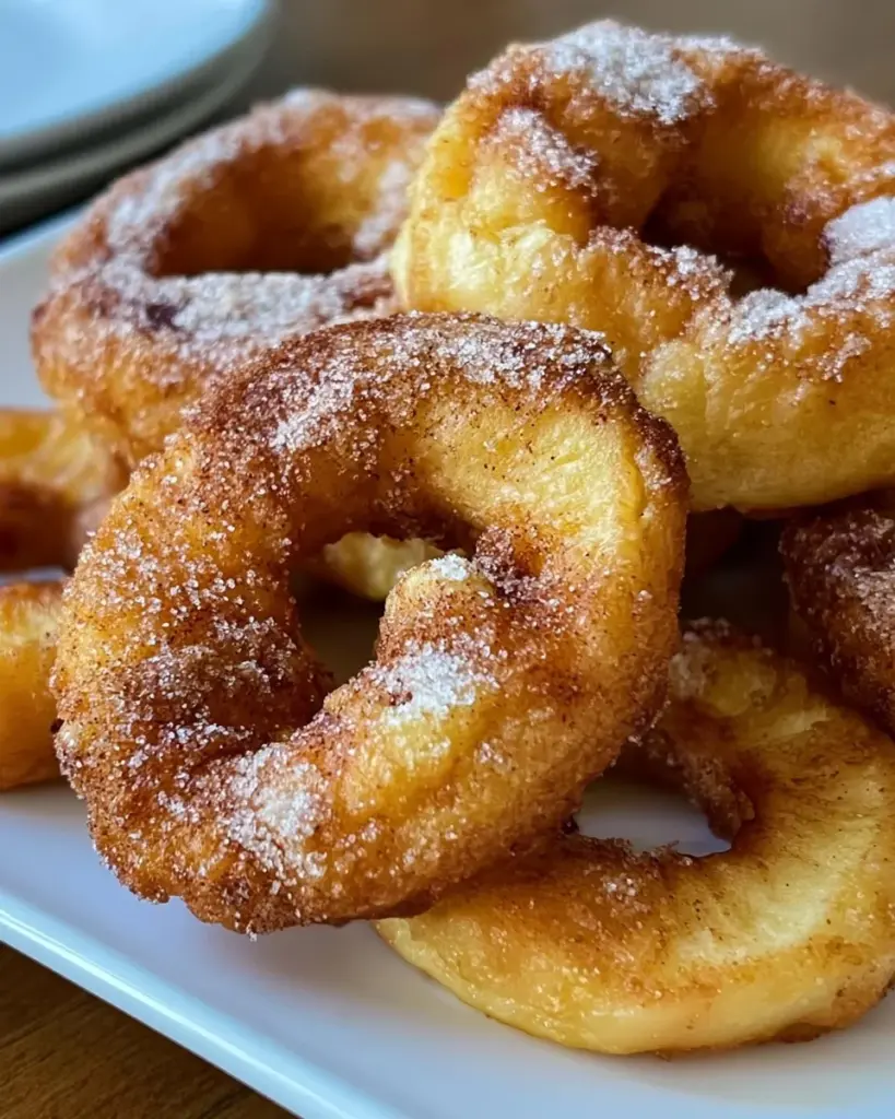 Zimt-Apfelringe aus der Heißluftfritteuse frisch zubereitet