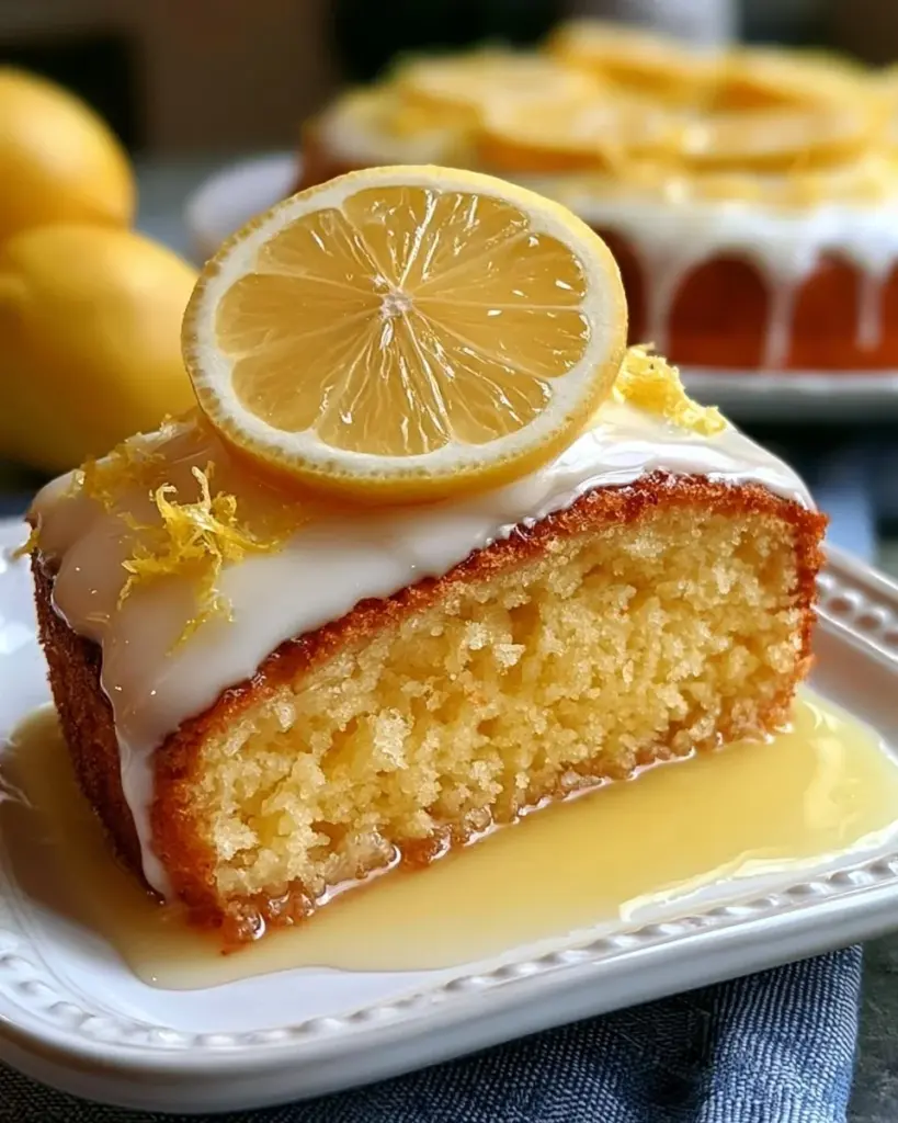 Zitronenkuchen nach Joanna Gaines, frisch gebacken mit Zitrone